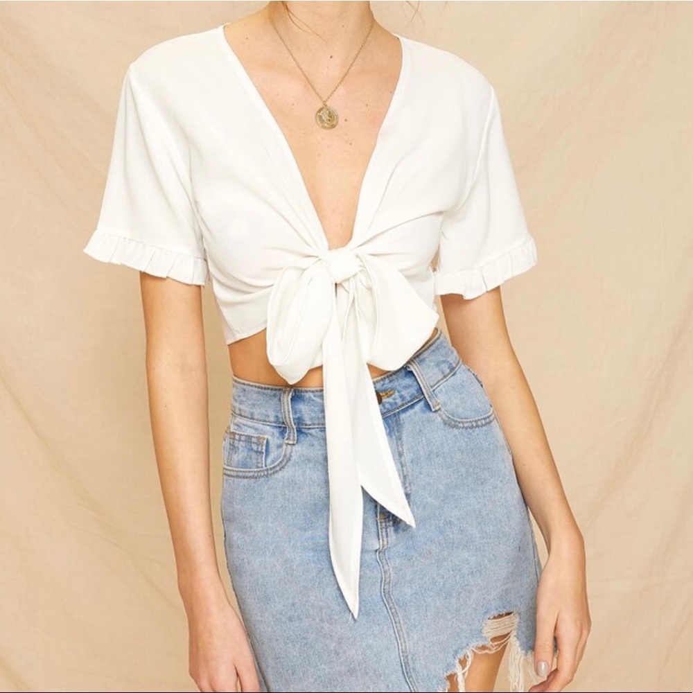 Tie front blouse.